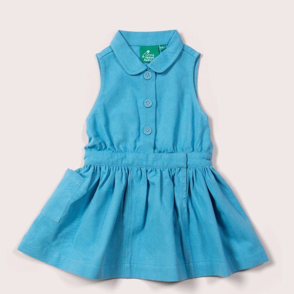 Little Green Radicals, Blue Moon Pinafore Button Dress